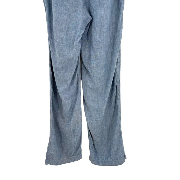 Athleta Cabo Linen Wide‎ Leg Pant Chambray Blue Size 0 - Picture 9 of 13